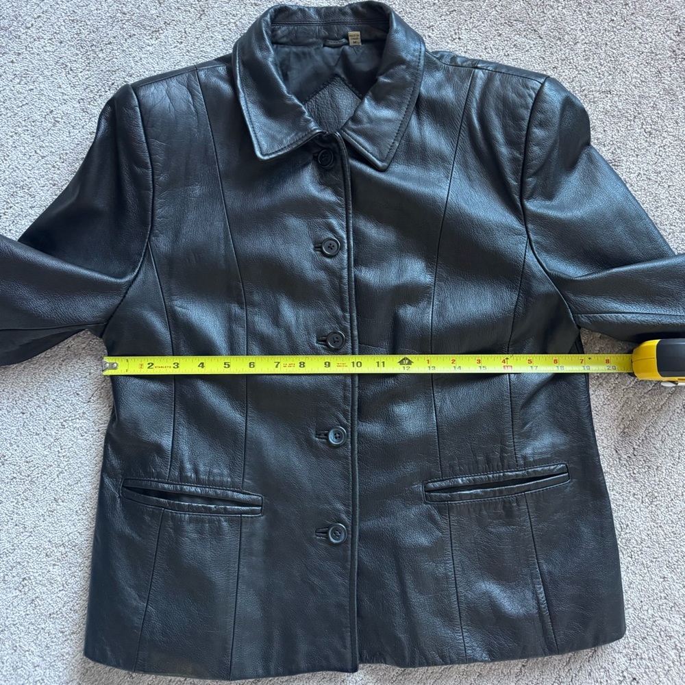 Preston & York Black Leather Button-Front Jacket - Picture 11 of 12